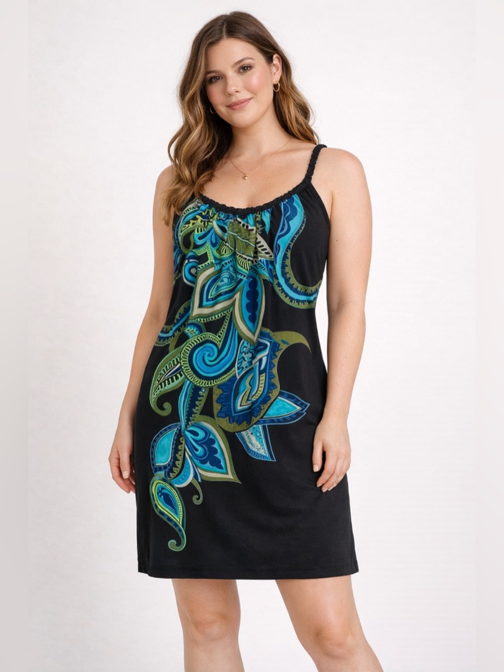 Black and Blue Paisley Patterned Midi Dress Size Small Cache Creek